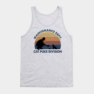 Retro Sunset Mainternance Dept Cat Puke Division Tank Top